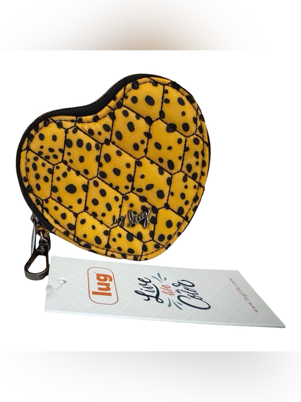 Lug Leopard Polka Dot Animal Print Heart Pouch Keychain Bag Charm NWT